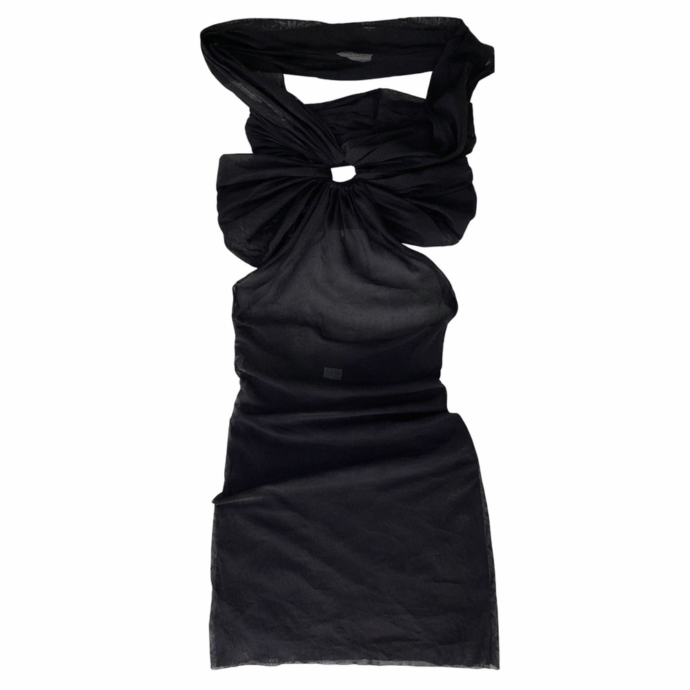 Y2K Jean Paul Gaultier Soleil S/S 1999 Sz M Cutout Sheer Mesh Bodycon Black Top - Picture 8 of 13